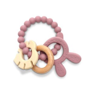 СИЛИКОНОВА ГРИЗАЛКА С БУК ЗАЙЧЕ NATURAL DEEEP PINK