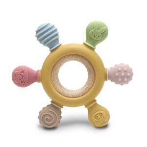 СИЛИКОНОВА ГРИЗАЛКА С БУК РУЛ NATURAL  YELLOW