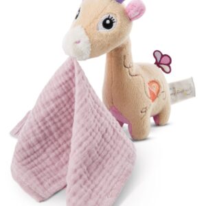 NICI Мека играчка 3D Жирафчето Сасума с муселинова кърпичка, 13см. 0+ мес.