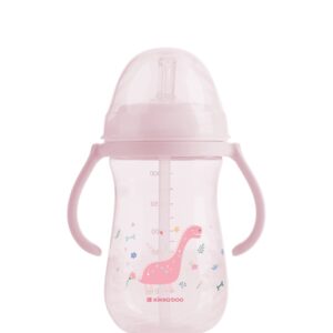 Чаша със силиконовa сламка 300мл Dino World Pink