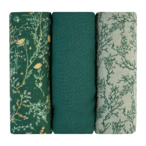 Комплект 3 бр муселинови пелени 75х75 см Secret Garden Green