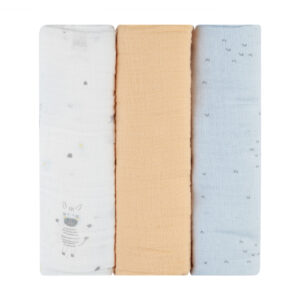 Комплект 3 бр муселинови пелени 100х100 см Stripy Friends