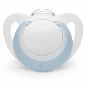 NUK биберон залъгалка силикон 0-6мес. 1бр. STAR + box - Бяло/Синьо
