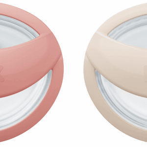 NUK биберон залъгалка силикон 0-9 мес. 2 бр. Mommy Feel, розова/бежова + кутийка за съхранение и стерилизация в микровълнова