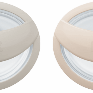 NUK биберон залъгалка силикон 0-9 мес. 2 бр. Mommy Feel, сива/бежова + кутийка за съхранение и стерилизация в микровълнова