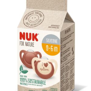 NUK for NATURE биберон залъгалка силикон 0-6 мес. 2бр. Червена