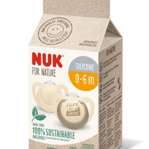 NUK for NATURE биберон залъгалка силикон 0-6 мес. 2бр. Крем