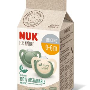 NUK for NATURE биберон залъгалка силикон 0-6 мес. 2бр. Зелена