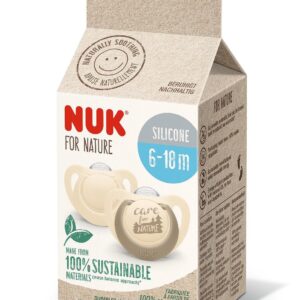 NUK for NATURE биберон залъгалка силикон 6-18 мес. 2бр. Крем
