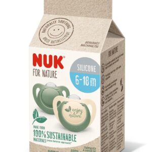 NUK for NATURE биберон залъгалка силикон 6-18 мес. 2бр. Зелена