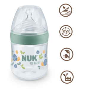 NUK for NATURE Шише РР Temperature Control 150мл. със силиконов биберон 0+ S - Зелен