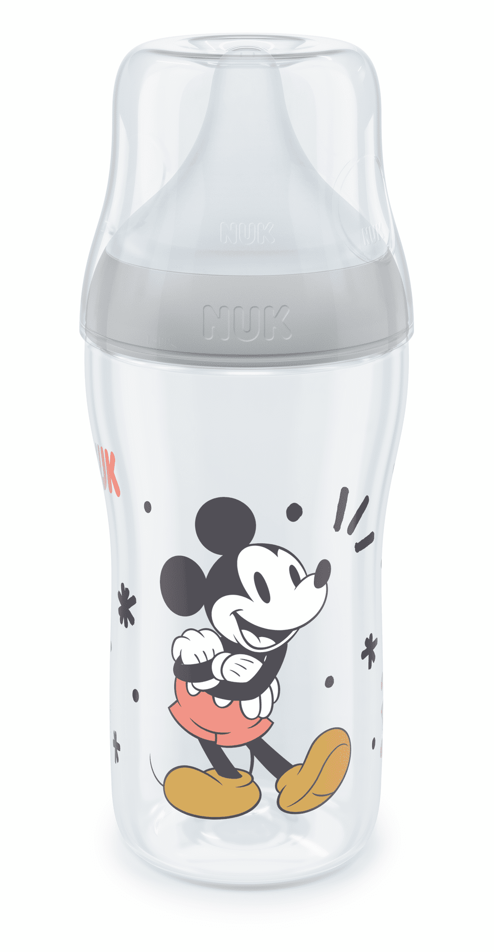 NUK Perfect Match Шише РР 260мл. със силиконов биберон за хранене M, 3+ мес. Mickey сиво