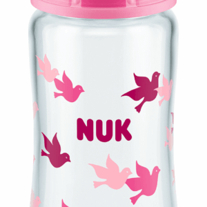 NUK First Choice стъклено шише Temperature Control 240мл. със силиконов биберон за хранене 0-6мес. - Розов