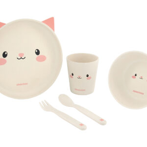 Сет за хранене бамбук Cat Pink
