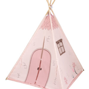 Дървена палатка за игра с мека подложка - Pink House
