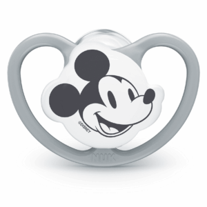 NUK биберон залъгалка силикон 18-36 мес. 1бр Space Mickey+ box - Сив
