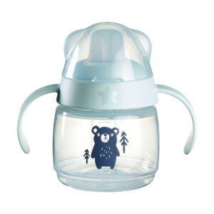 Неразливаща се чаша с мек накрайник и дръжки Tommee Tippee SoftSpout, BACSHIELD, 150 мл, 4м+, син/мече