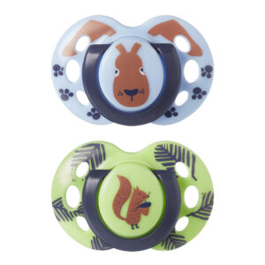 Залъгалки FUN FRIENDS, 18-36м, 2 бр./оп., син заек/зелен катерица