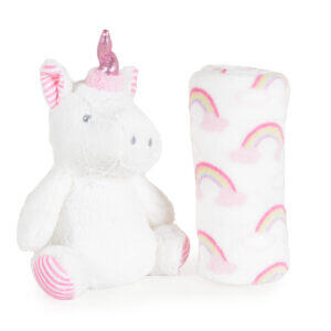 Бебешко одеяло 90/75 cm с играчка Unicorn rainbow