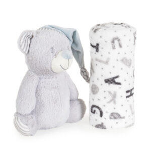 Бебешко одеяло 90/75 cm с играчка Grey bear
